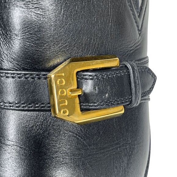 Gucci Interlocking G Logo Perforated Brogue Ankle Boot EU 37.5 US 7.5 Leather - Picture 6 of 11